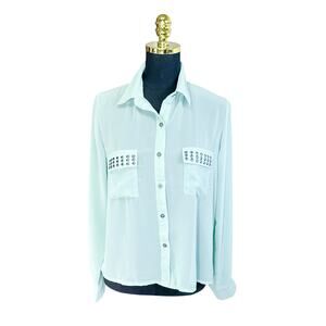Muted Mint Studded Blouse - Jesse + J Size L USA Made